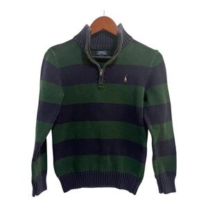 Polo by Ralph Lauren Boys Green and Navy Striped Sweater XL 18/20